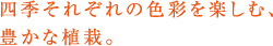 四季それぞれの色彩を楽しむ、豊かな植栽。